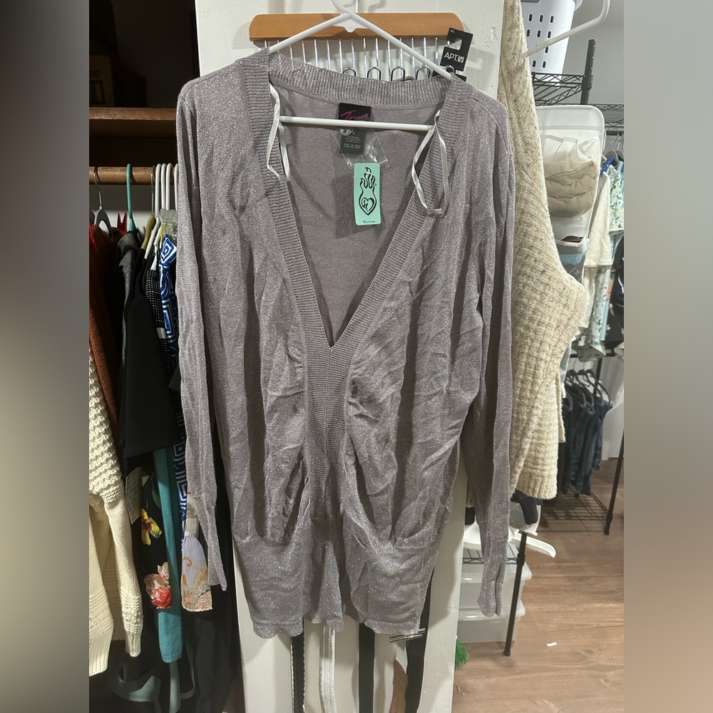Torrid Sparkling Silver sweater Sz 2 NWT